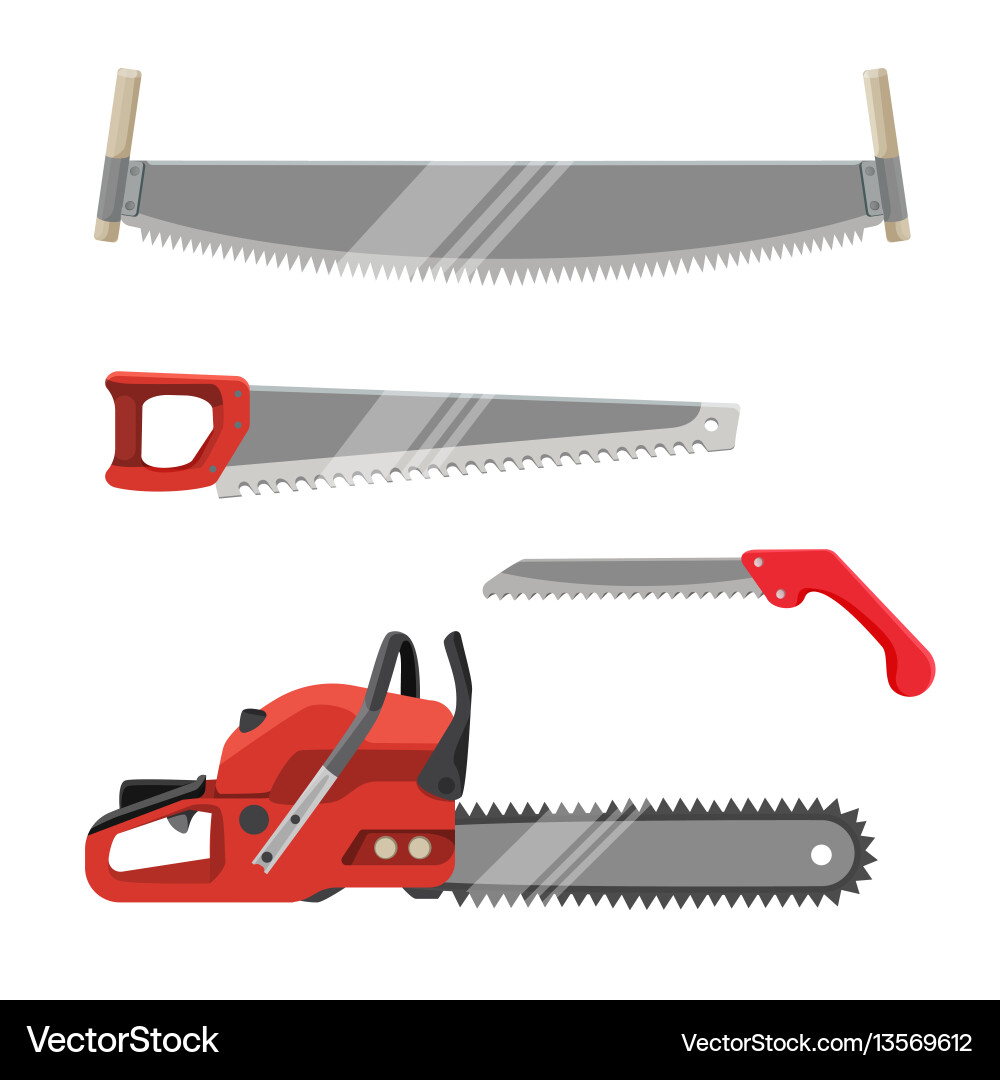 Axeman instruments set hand saws carpentry tools Axeman instruments set hand saws carpentry tools vector image