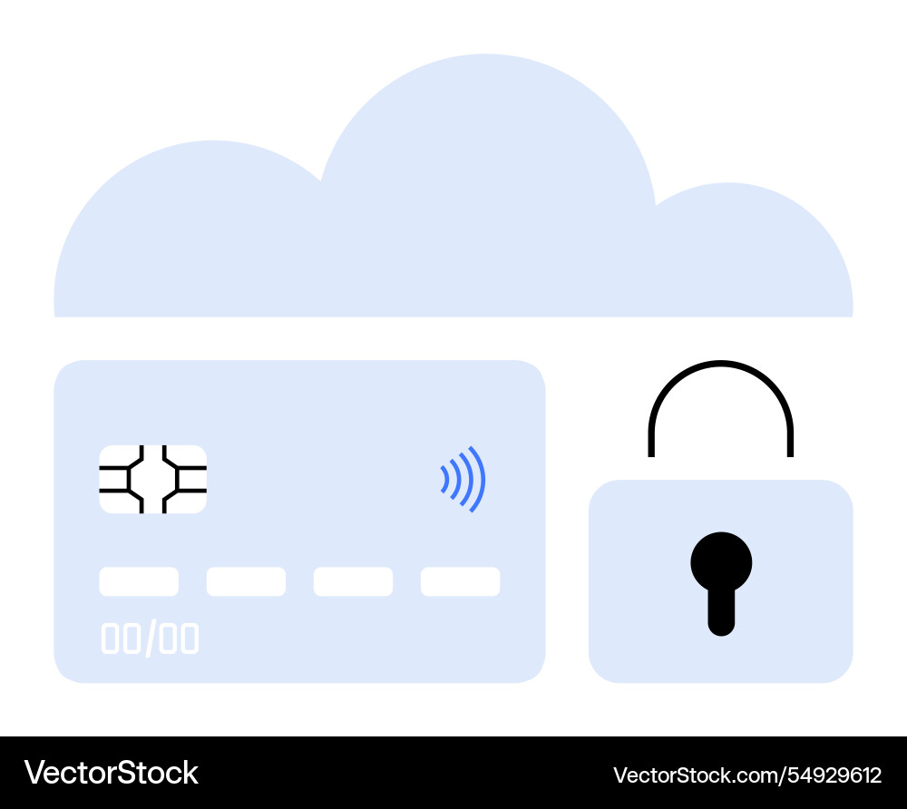 Cloud-based payment security with credit card Cloud-based payment security with credit card vector image