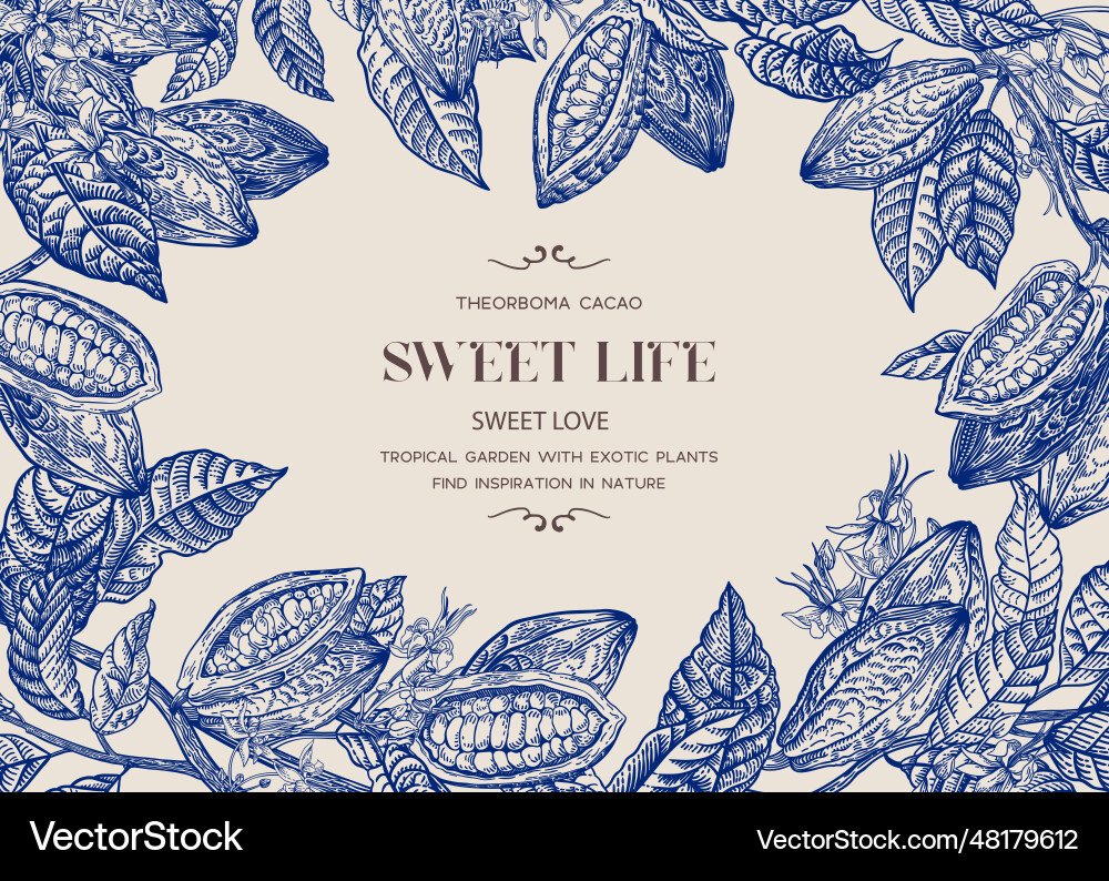 Floral Cocoa Frame Botanical Print vector image