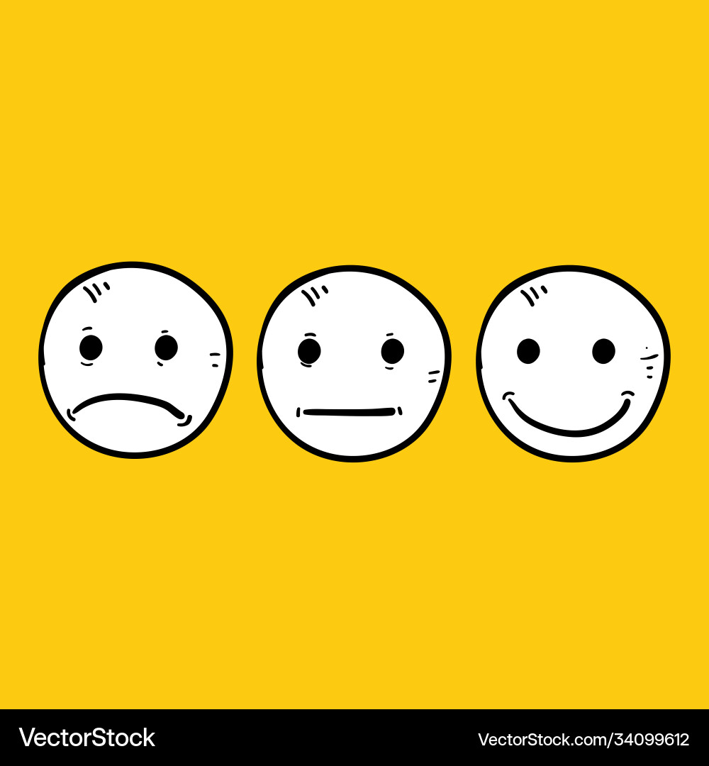Hand drawn doodle quality and feedback emoticon Hand drawn doodle quality and feedback emoticon Vector Image