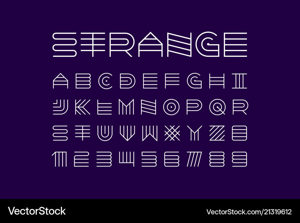 Linear Thin Font - Alphabet & Numbers vector image