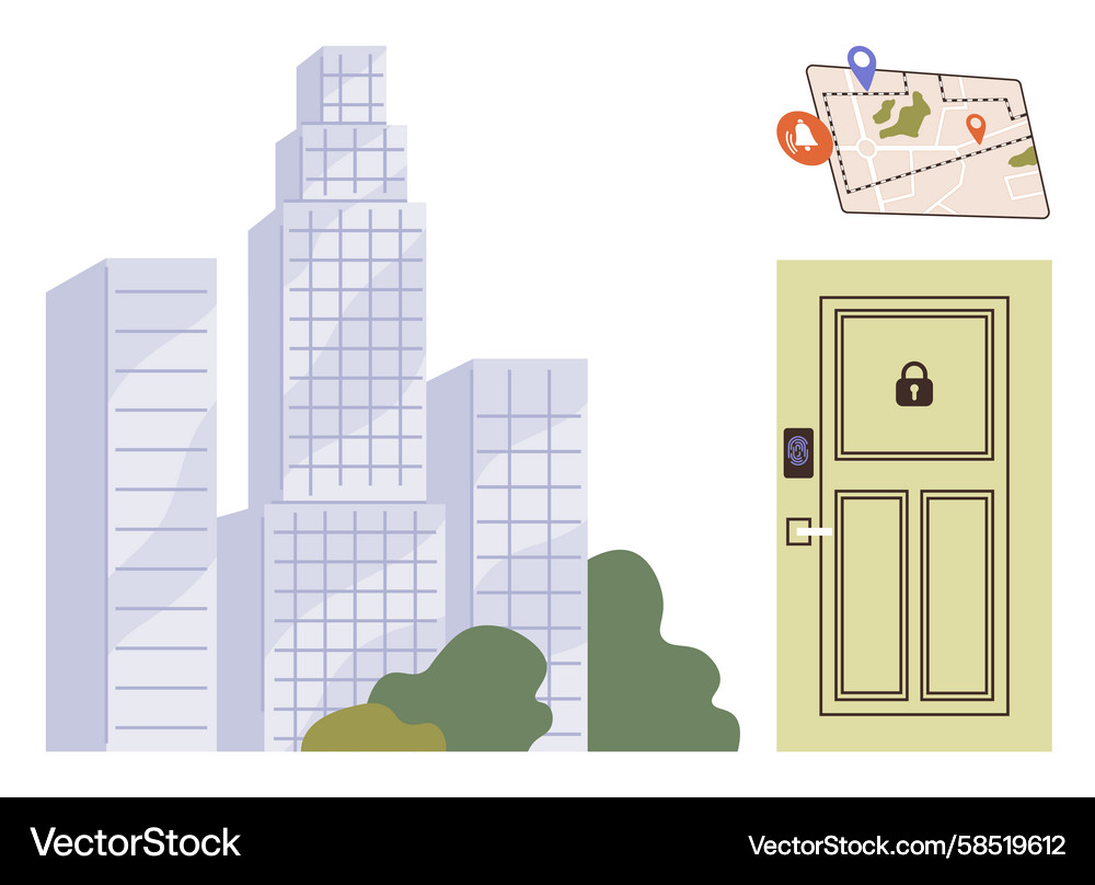 Modern Cityscape with Secure Access Vector Image