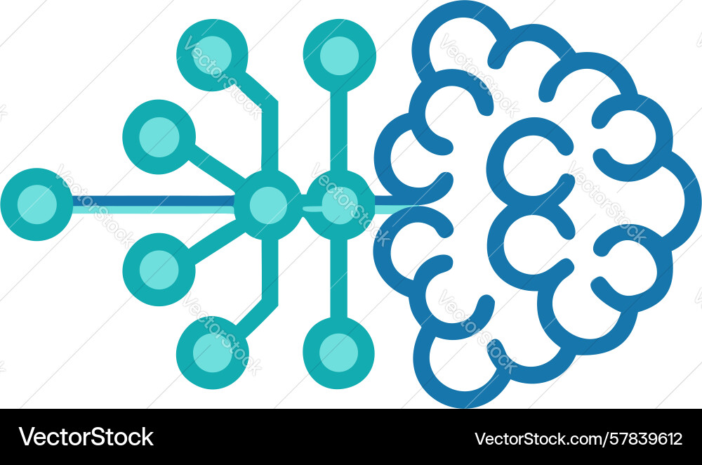 Neural network brain icon ai data learning vector image