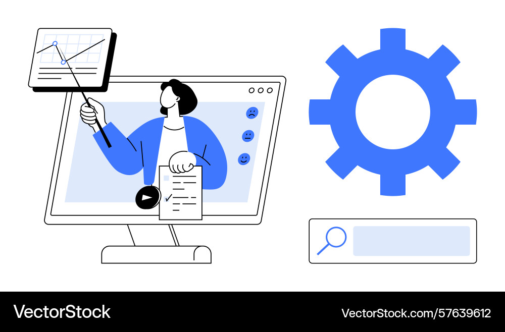 Online presentation with graph display search bar vector image