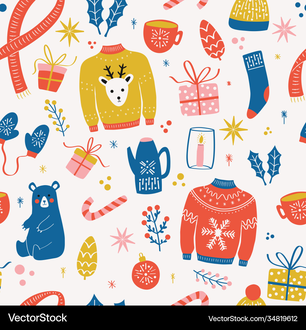Seamless pattern with new year and christmas Seamless pattern with new year and christmas vector image