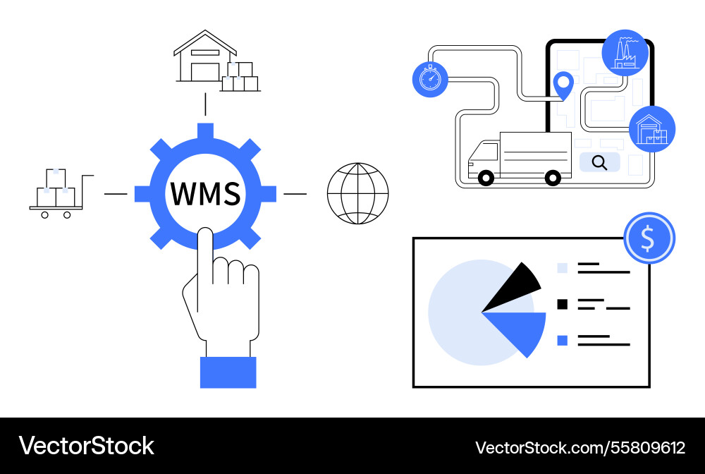 Warehouse management system process overview Vector Image