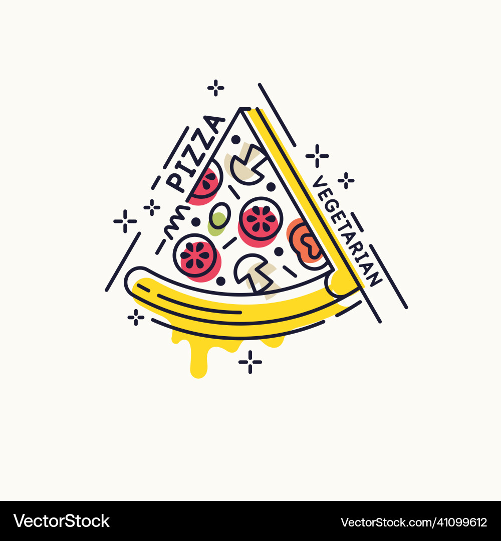 Zeichnen der Pizza eine Scheibe frisch lecker Vektorbild