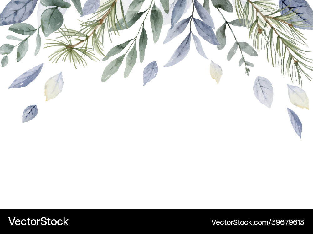 Dusty Blue Winter Watercolor Banner Vector Image