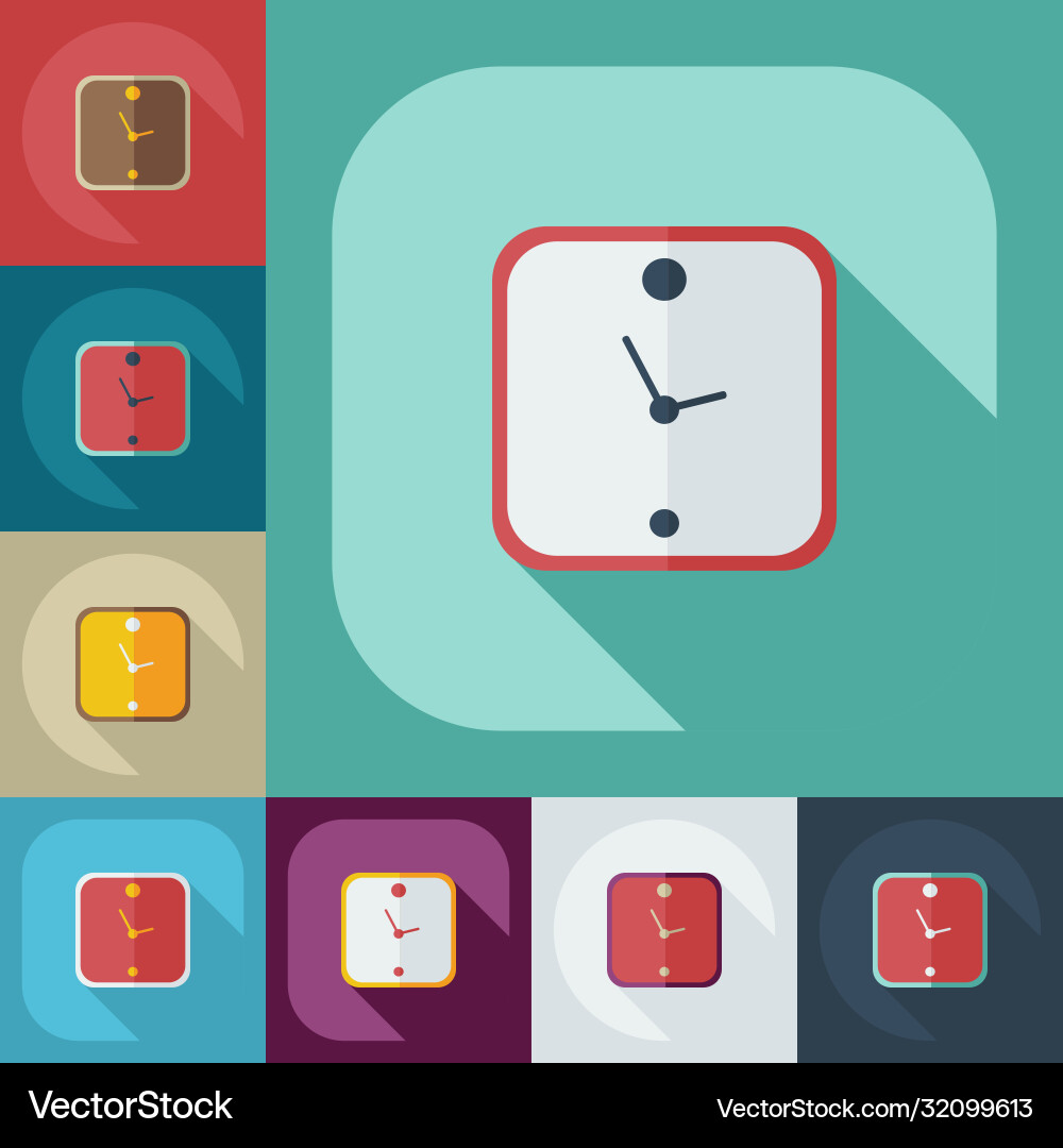 Flat modern design with shadow icons clock vector image