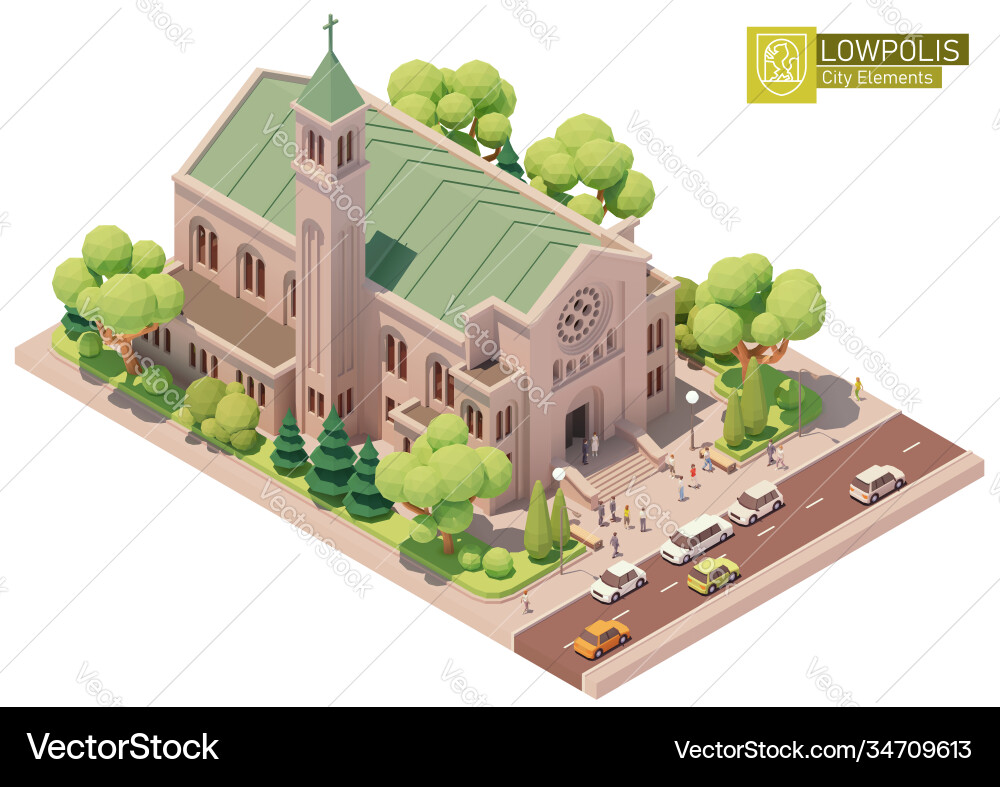 Isometric Church Building Vector Image