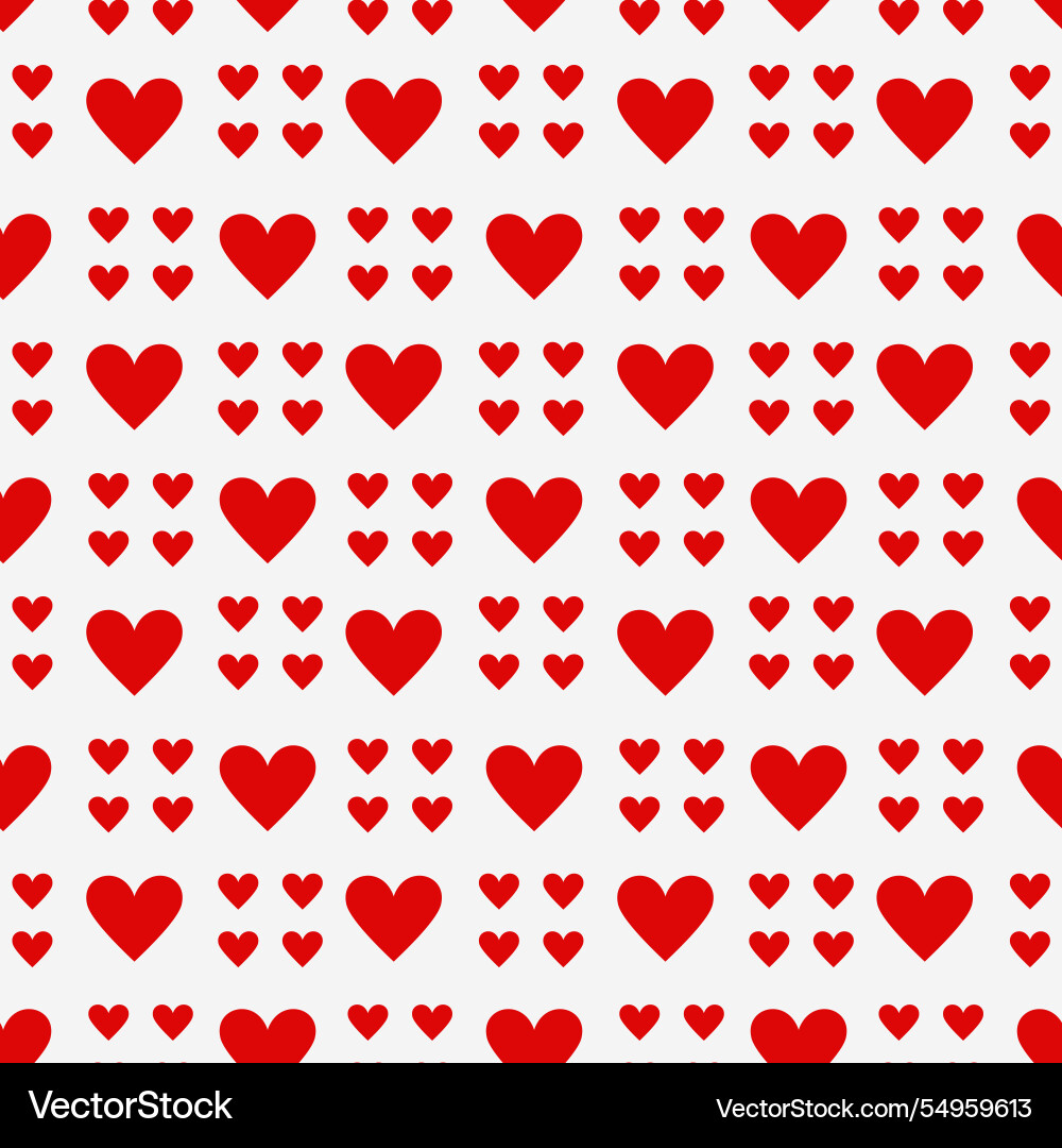 Repeating red heart pattern on white background Vector Image