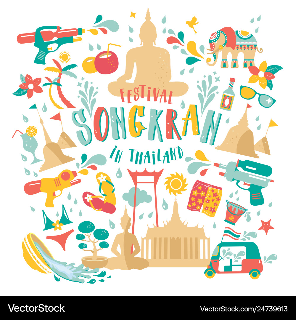 Songkran festival thailand new year Songkran festival thailand new year vector image