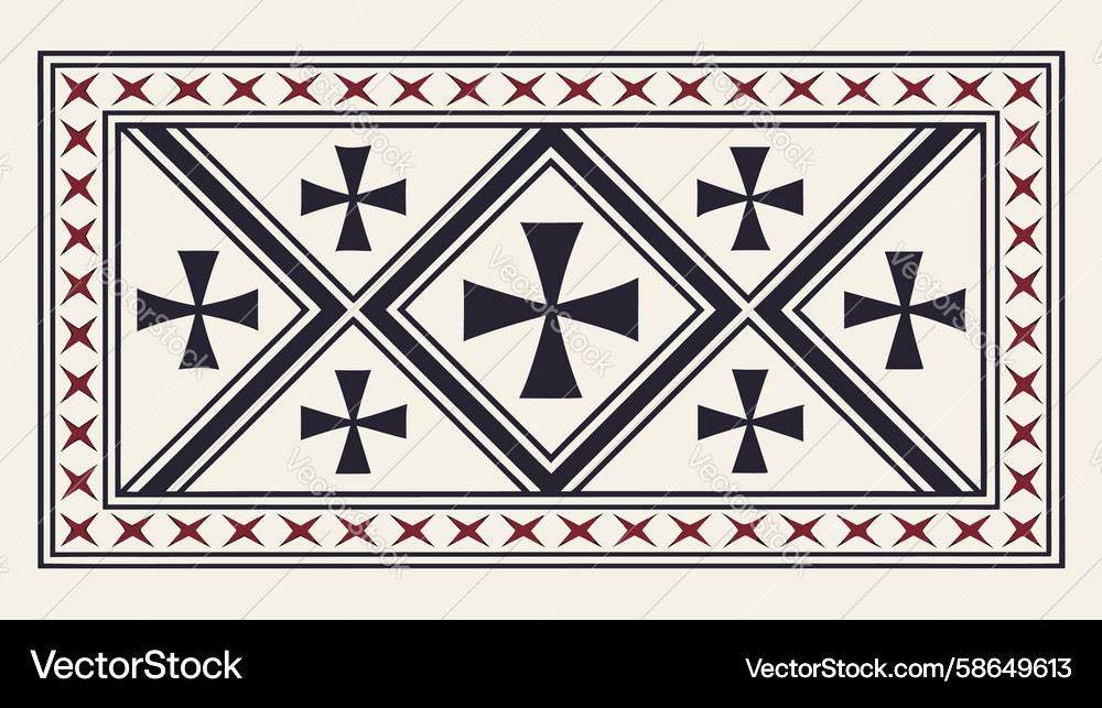 Square grid pattern with cross motifs decorative Vector Image
