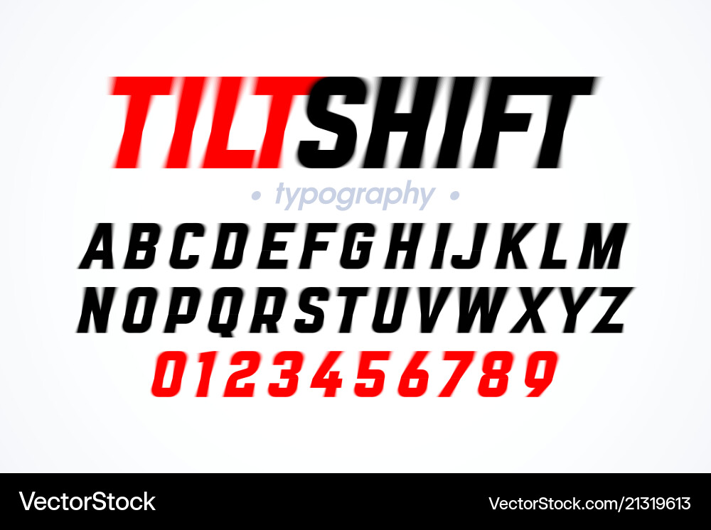 Tilt shift lens style font with blur effect Tilt shift lens style font with blur effect vector image