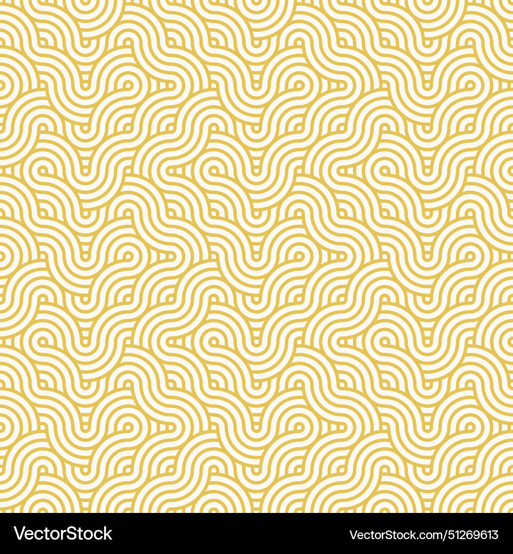 Yellow overlapping circles lines and waves pattern vector image