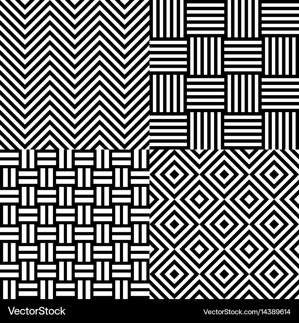 Black and White Geometric Pattern Set vector image