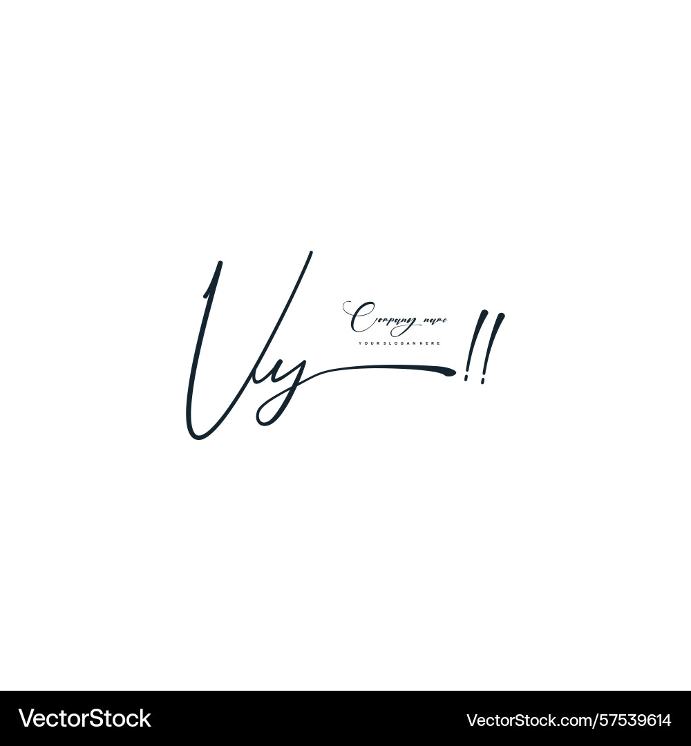 Minimal signature logo design with vy initials Minimal signature logo design with vy initials Vector Image
