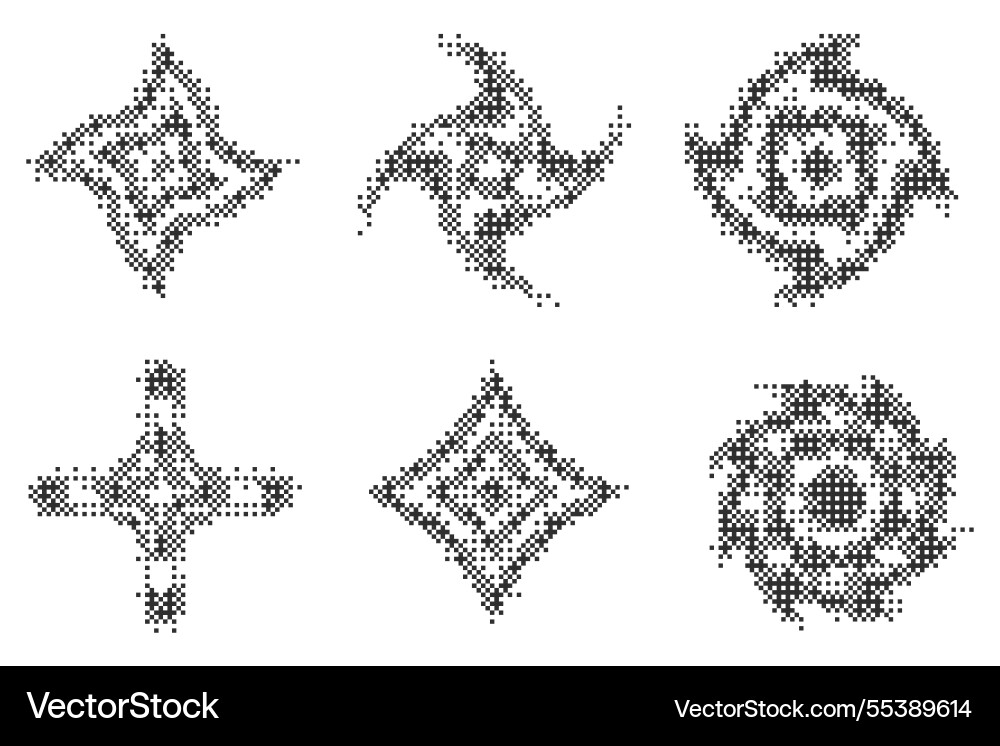 Pixel pattern shapes textured star with bitmap Pixel pattern shapes textured star with bitmap vector image
