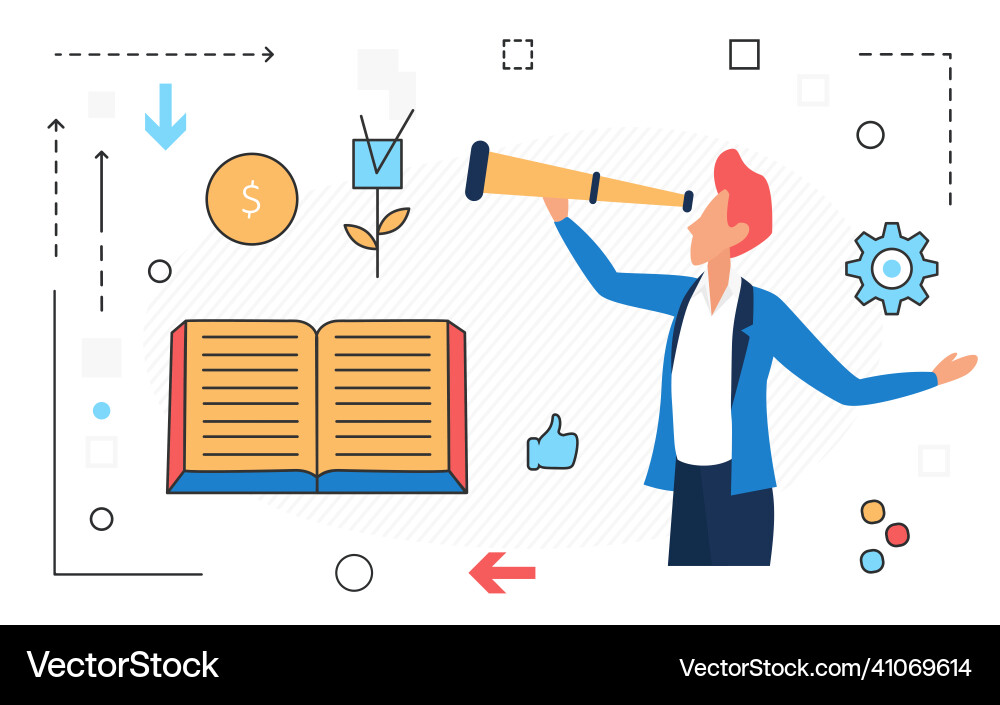 Searching and discovering clue business key points Searching and discovering clue business key points Vector Image