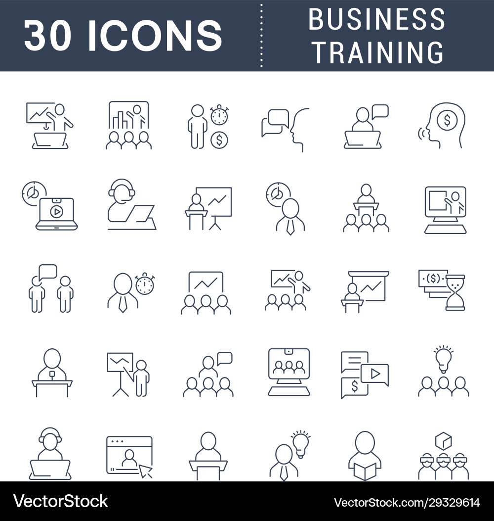 Set line icons business training Set line icons business training vector image