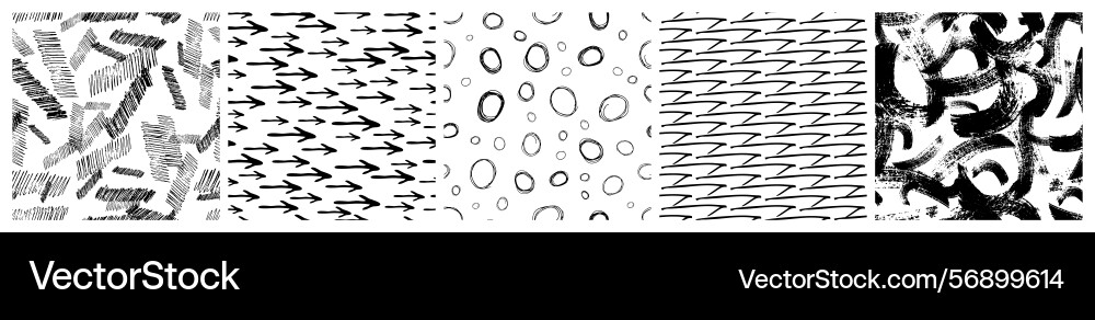Set of seamless patterns with scribble smears Set of seamless patterns with scribble smears Vector Image