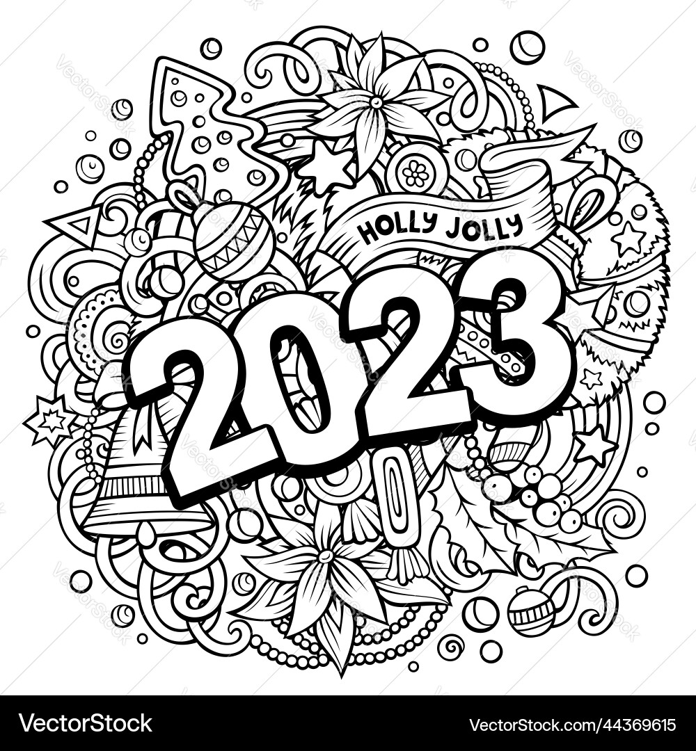 2023 doodles new year objects 2023 doodles new year objects vector image