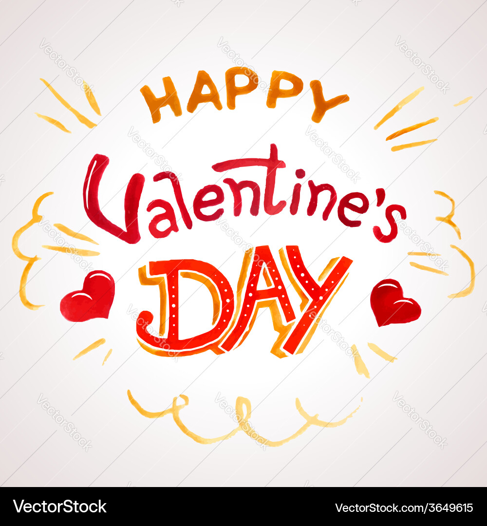 Aquarell Valentine Lettering vektorbild