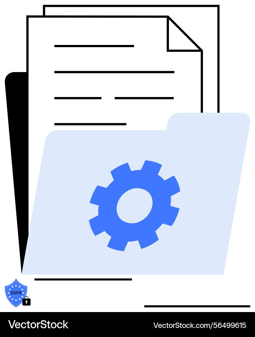 Document management folder with gear and security Document management folder with gear and security vector image