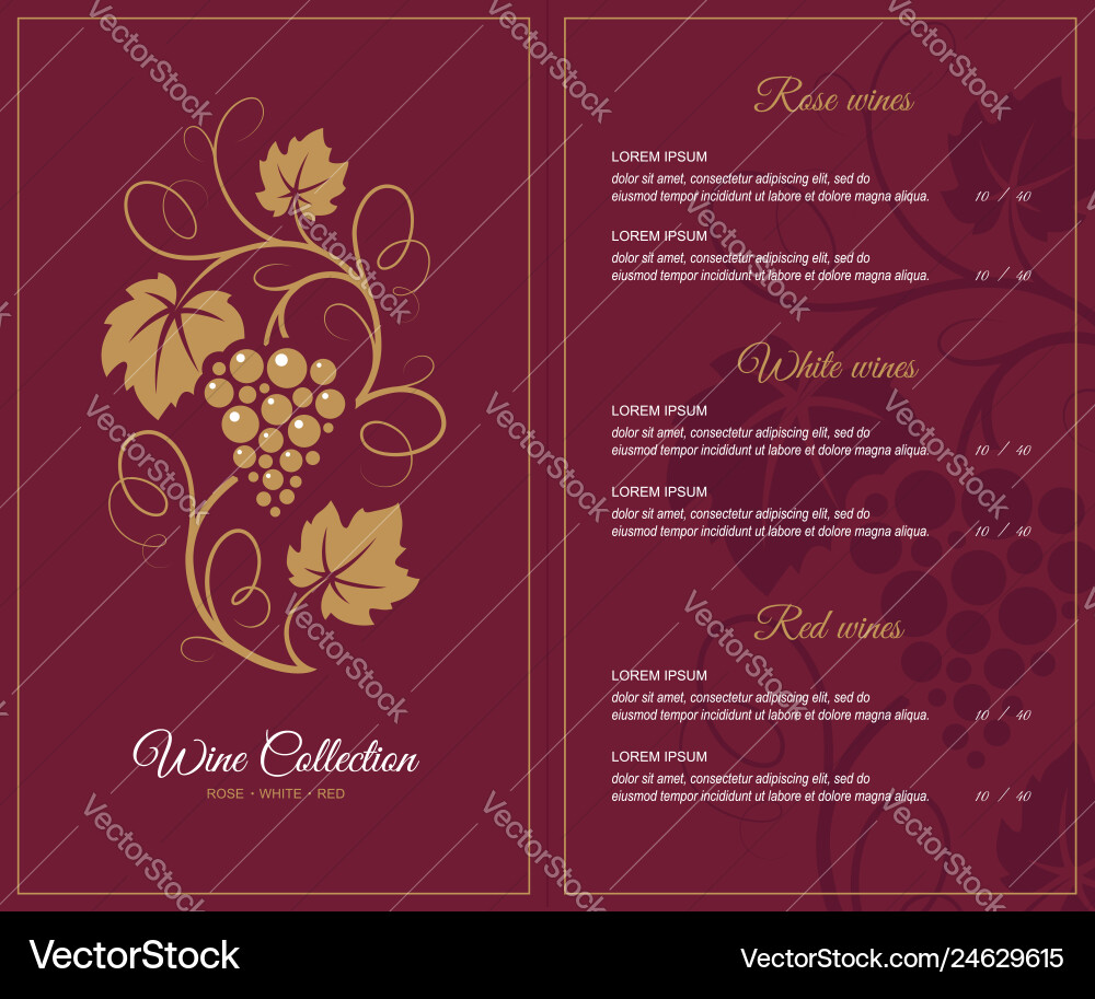 Elegant Wine List Template Vector Image