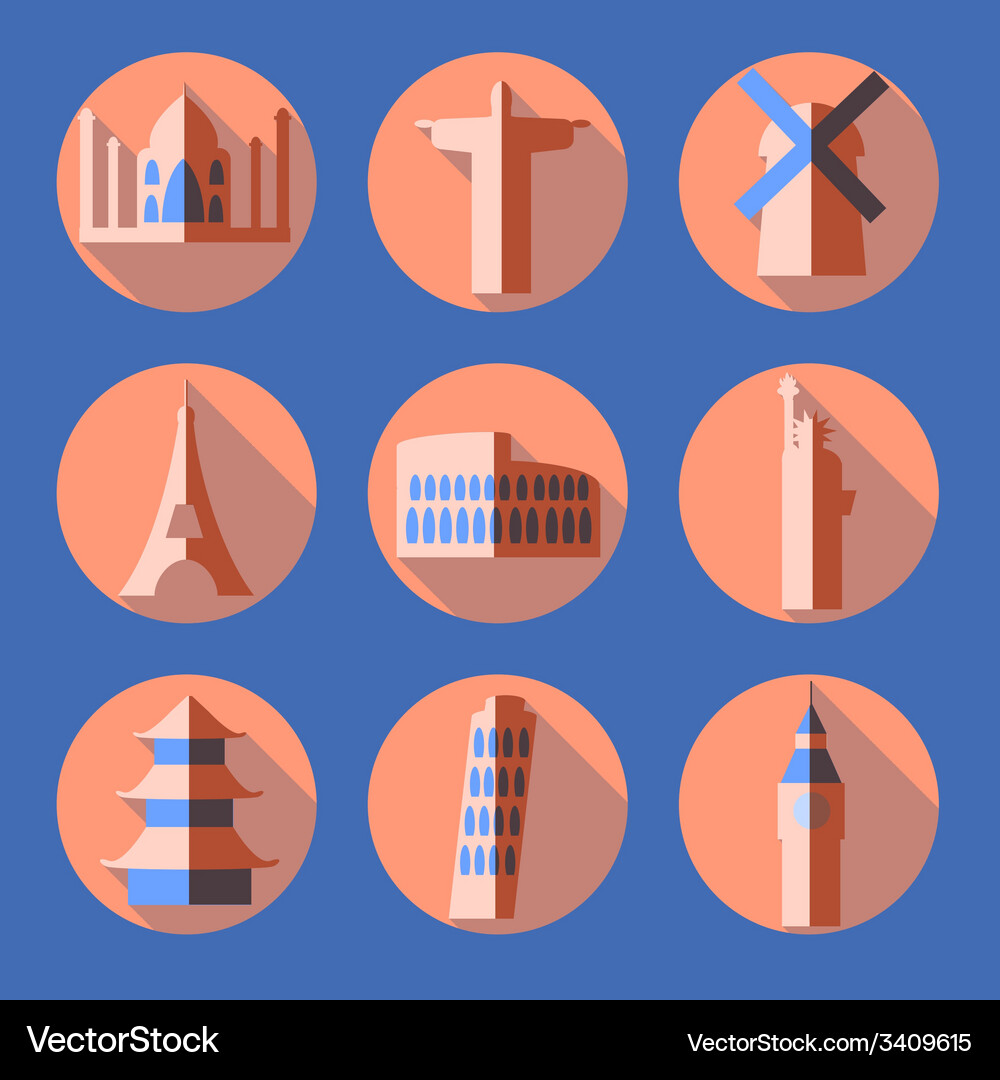 Flat architecture icons Vector Image