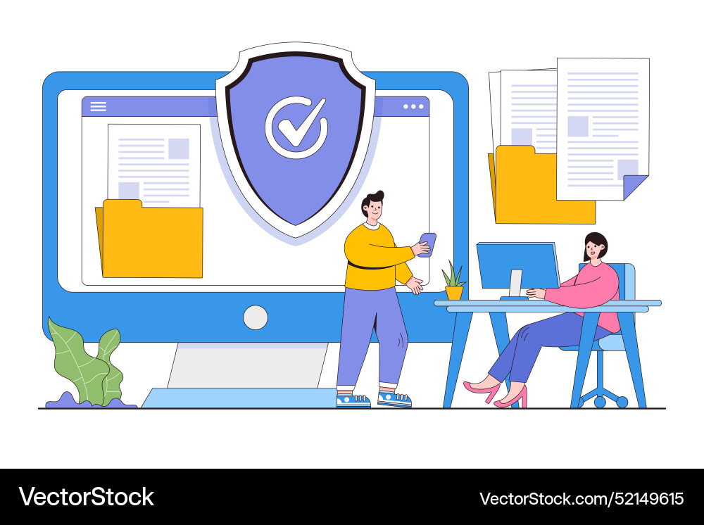 Flat privacy policy protecting your computer data Flat privacy policy protecting your computer data vector image