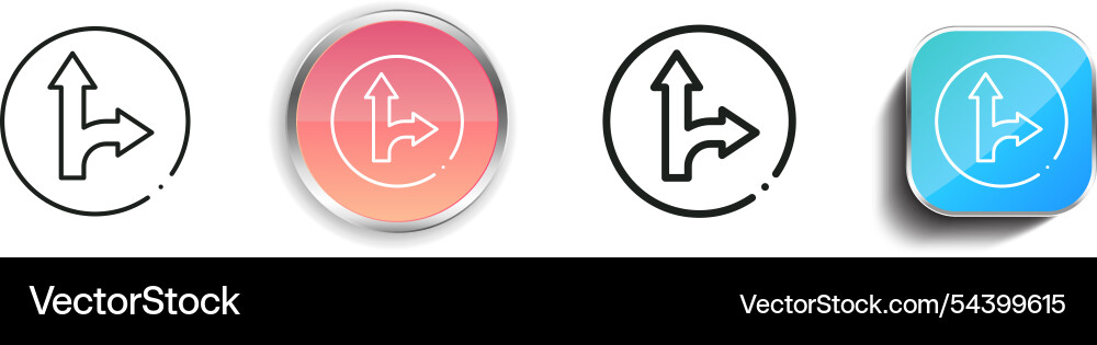 Go straight or right icon thin linear regular vector image