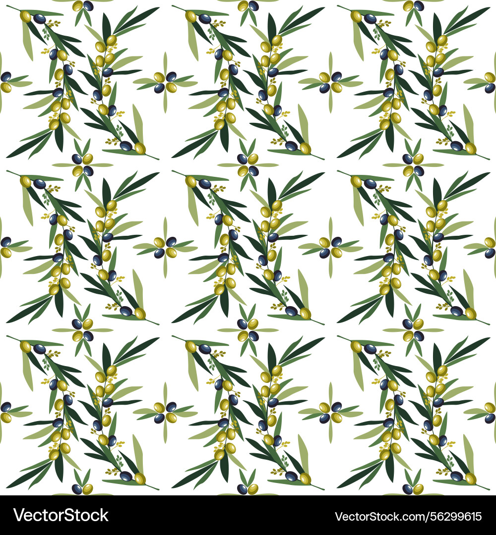 Mediterranean seamless pattern with olive branches Vector Image