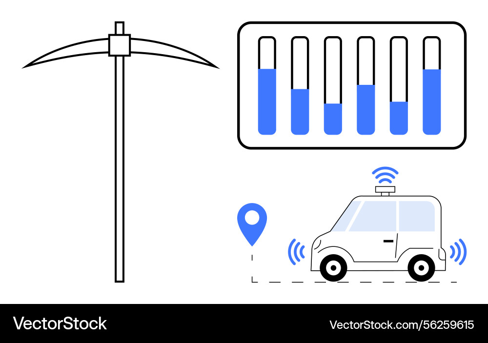 Mining pickaxe battery levels and connected Vector Image