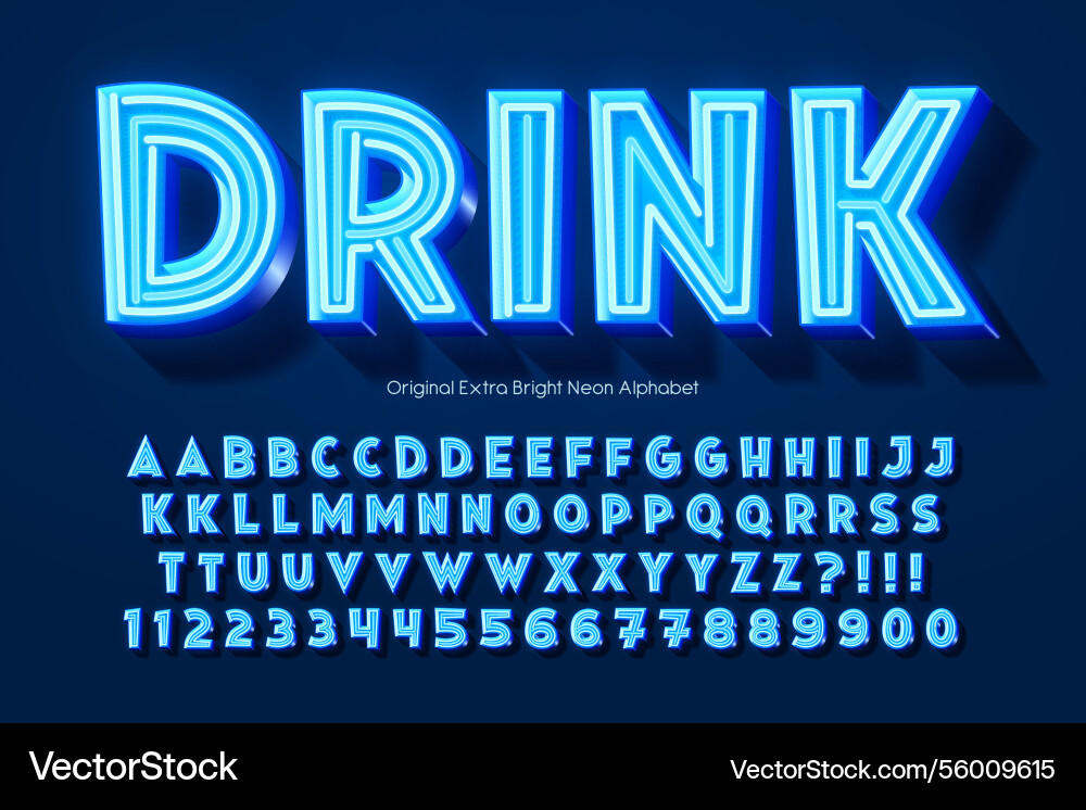 Neon light multicolored alphabet retro-futuristic Neon light multicolored alphabet retro-futuristic Vector Image