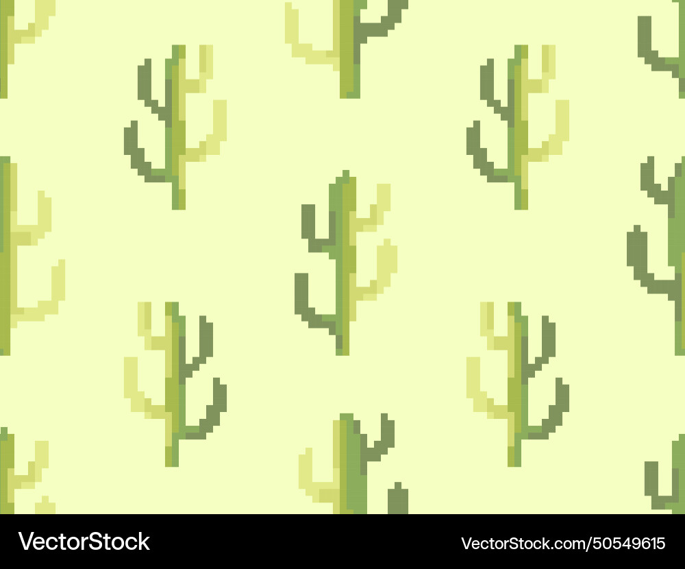 Seamless pattern with cacti in pixel art style Seamless pattern with cacti in pixel art style Vector Image