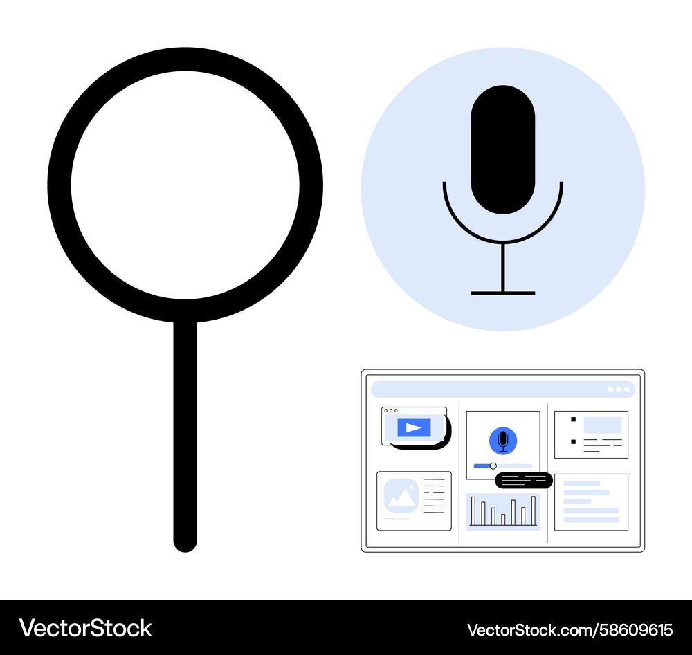 Search engine with voice recognition and data Vector Image