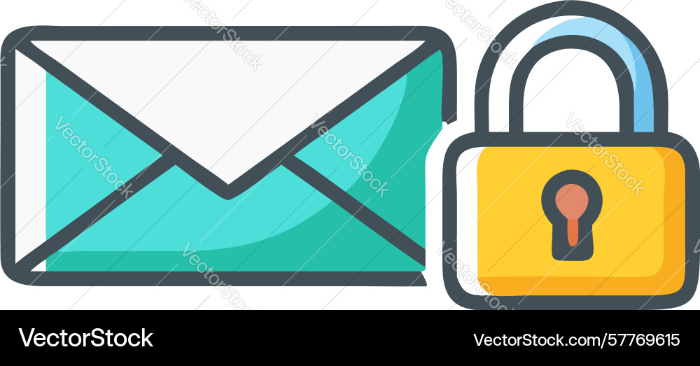 Secure email envelope with padlock icon design vector image