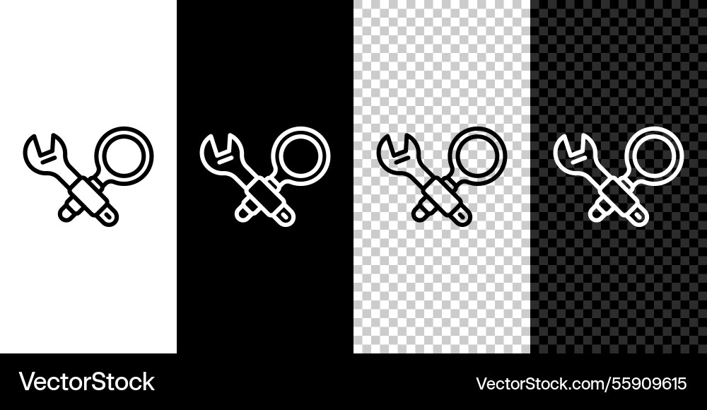Set line debugging icon isolated on black Set line debugging icon isolated on black vector image