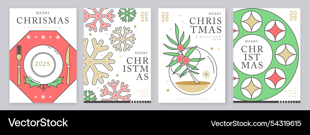 Set of merry christmas and happy new year cards Set of merry christmas and happy new year cards vector image