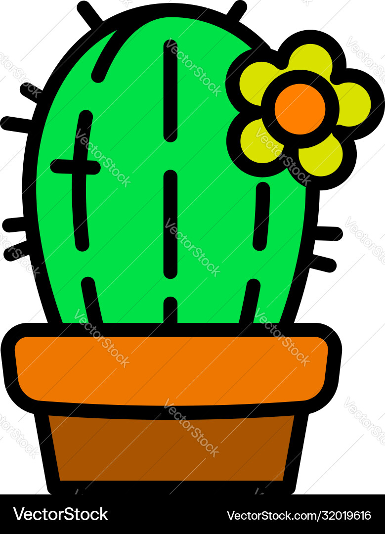 Cactus plant pot icon outline style Cactus plant pot icon outline style vector image
