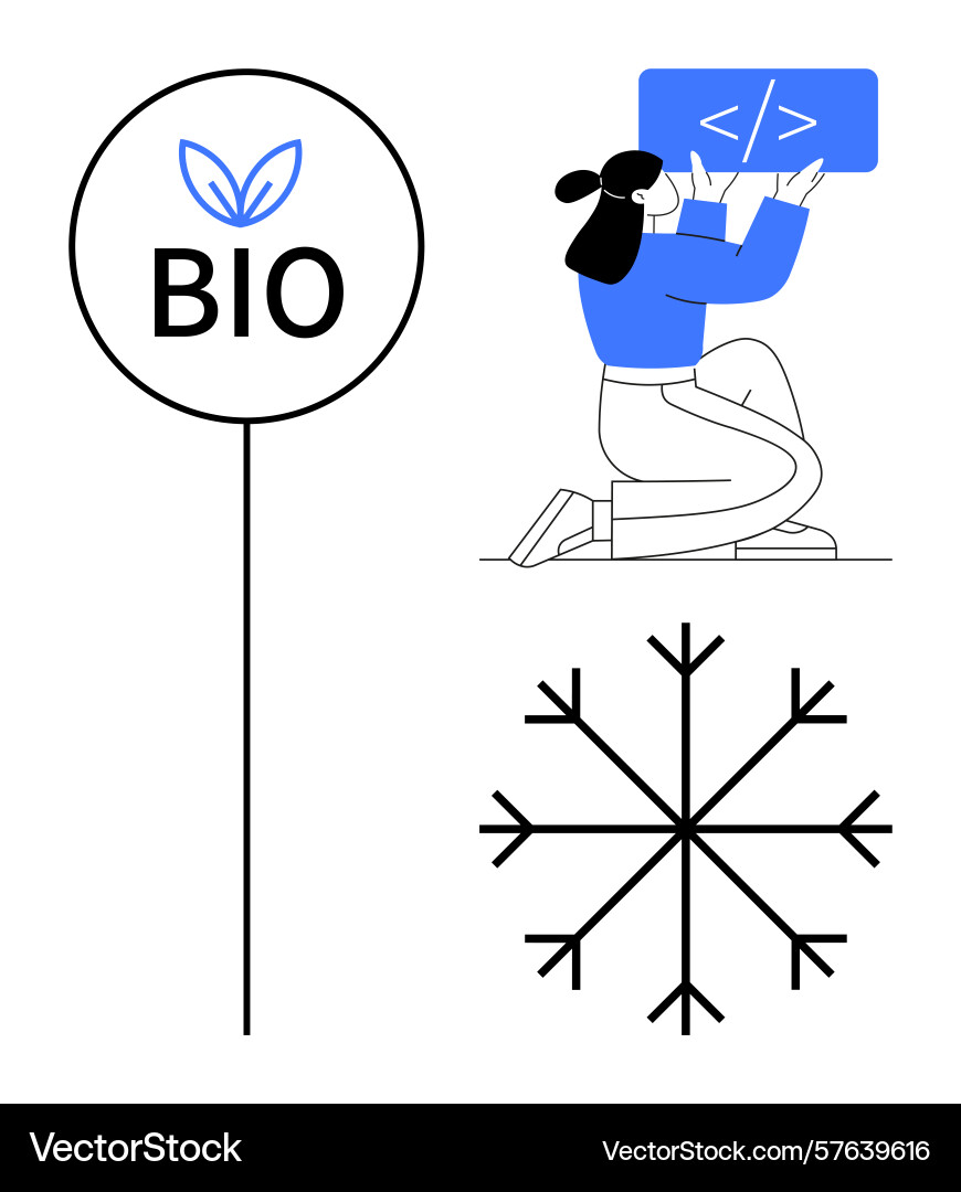 Entwickler der Bio-Label mit Blattsymbol kodiert Vektorbild