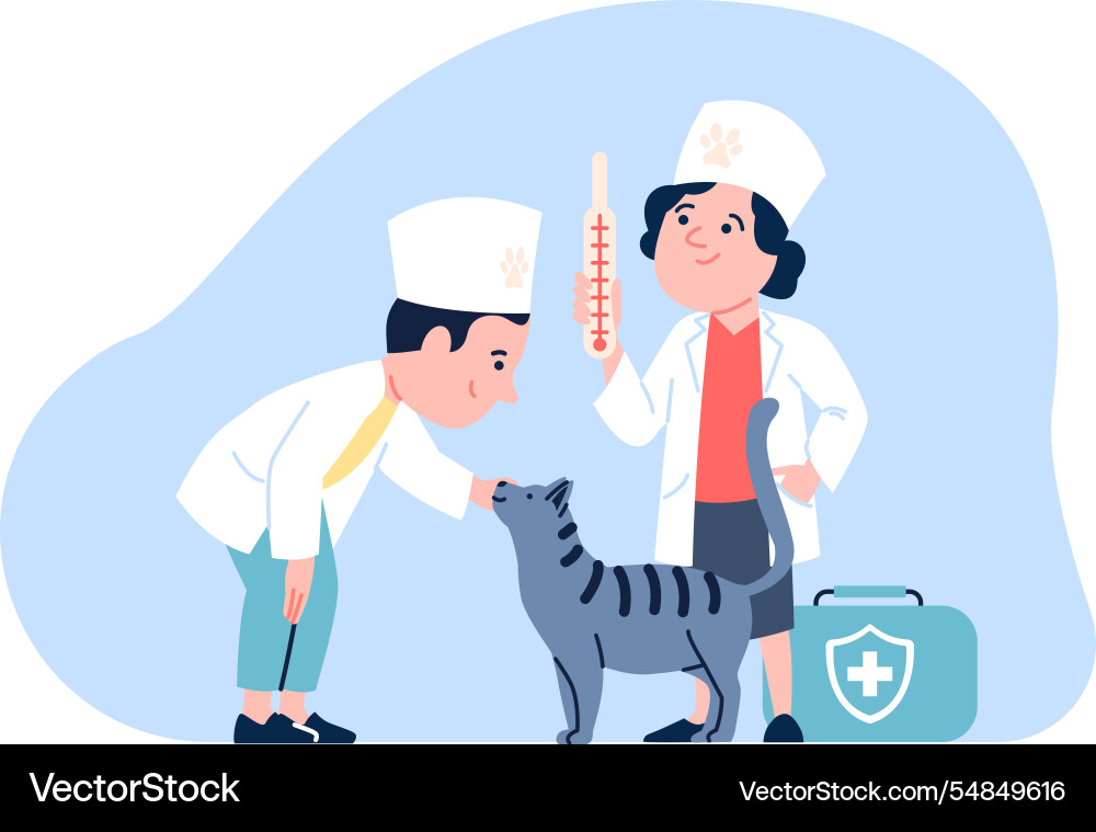 Kinder spielen Tierärztin und Mädchen Kleinkinder Kinder spielen Tierärztin und Mädchen Kleinkinder vektorbild