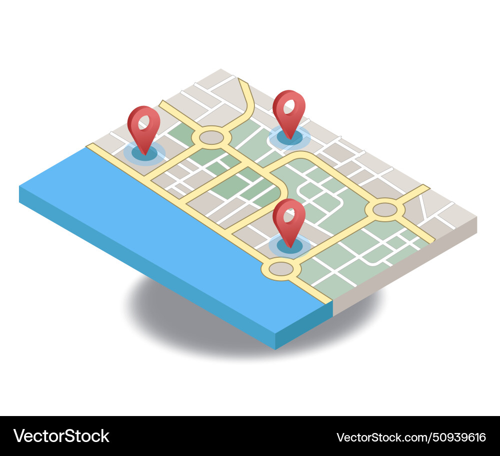 Map application looking for location flat Map application looking for location flat vector image