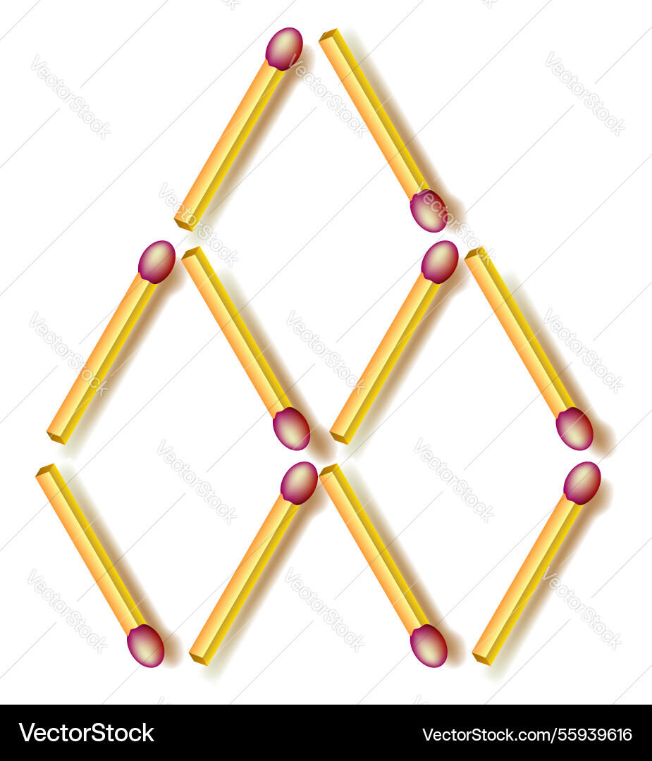 Move two matchsticks to make six rhombuses logic Move two matchsticks to make six rhombuses logic vector image