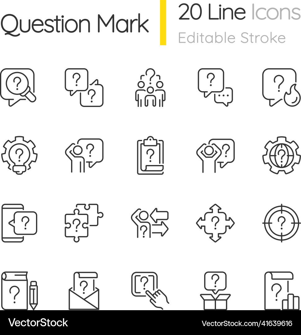 Question Mark Line Icons - Set vector image