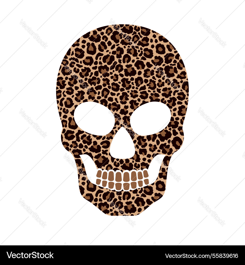 Skull silhouette with a leopard print pattern vector image