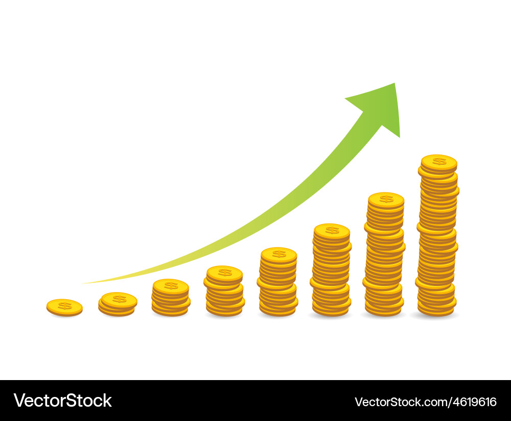 Stacked Coin Bar Graph vector image