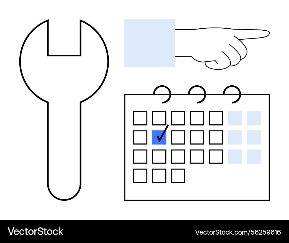 Task scheduling concept with tool hand pointing Task scheduling concept with tool hand pointing vector image