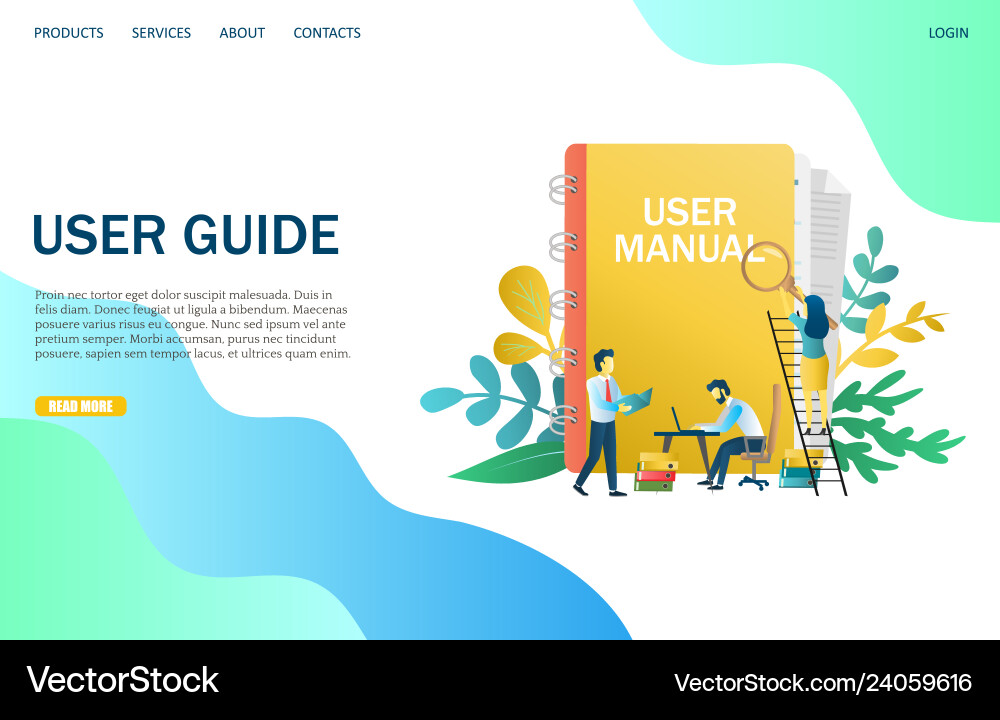 User guide website landing page design User guide website landing page design vector image